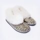 Leopard Print Sheepskin Slippers