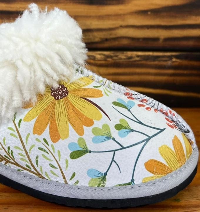 Spring Flower Sheepskin Slippers (Full Boot Slipper)