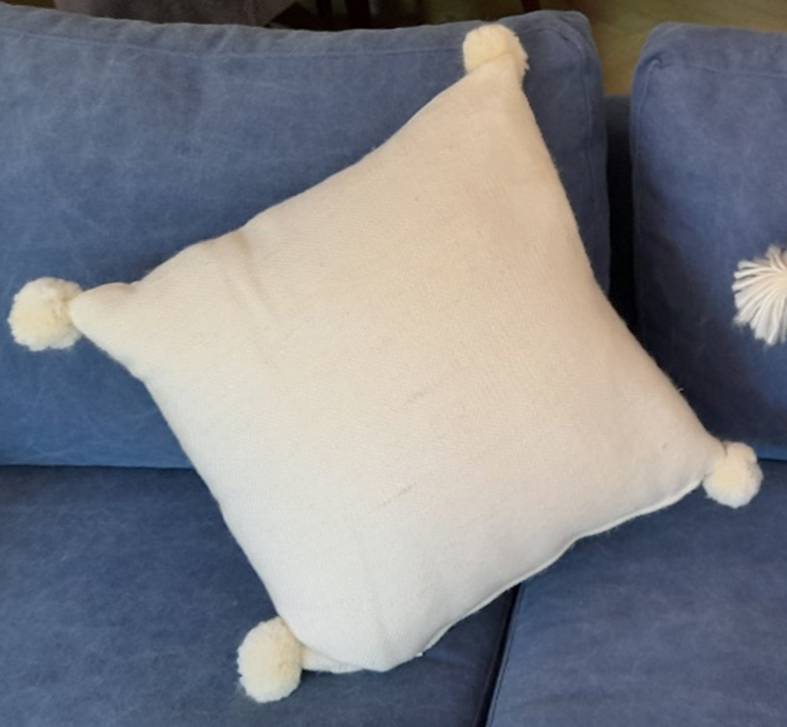 Luxury handmade Merino wool pillow pom pom