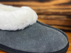 Dark grey sheepskin slippers