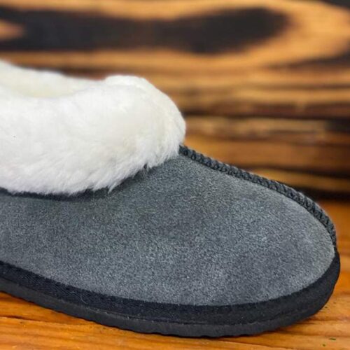 Dark grey sheepskin slippers