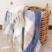 Hazy Sky Handwoven Mohair Blanket