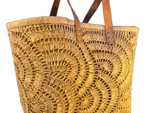 Raffia woven basket