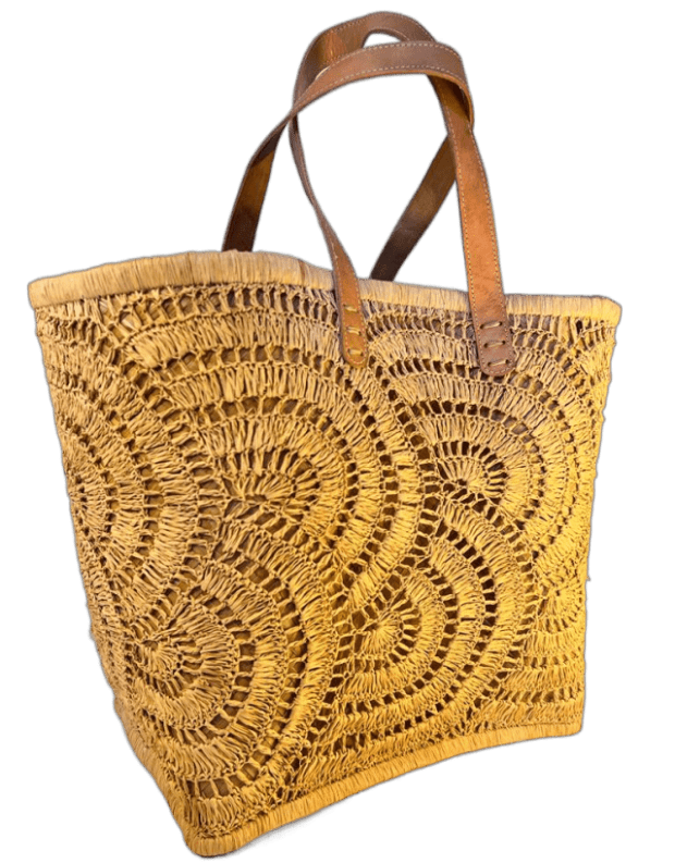 Raffia woven basket