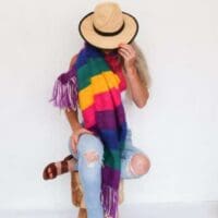 Vivid Rainbow Kid Mohair and Silk Wrap Handwoven