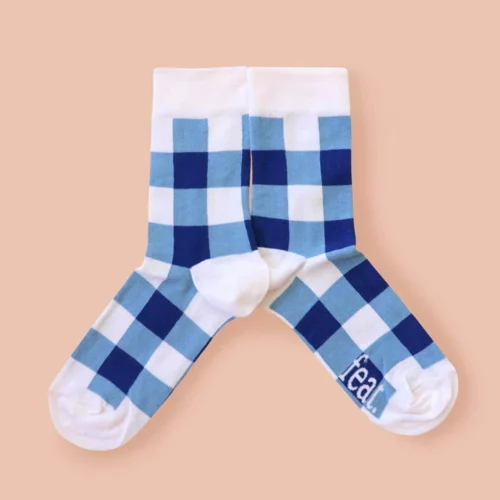 Blue Plaid socks for ladies