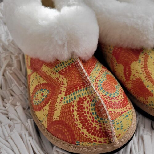Yellow Scatter Comfy Wool Leather Slippers