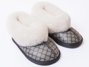 Moroccan Grey Sheepskin Slippers