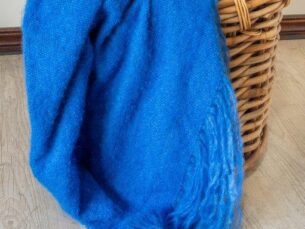 Sky blue handwoven Mohair Throw