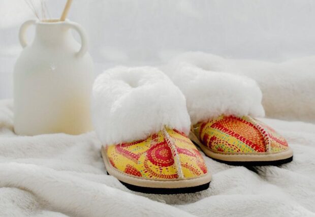 Yellow Scatter sheepskin boot slippers toddler and Sheepskin Slippers Leather Slippers