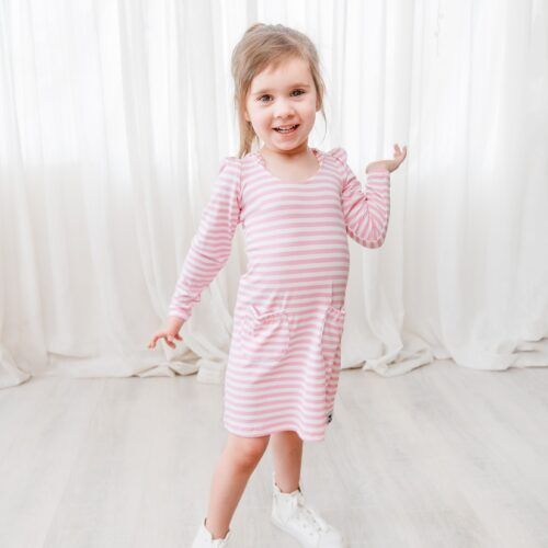 Kids Trendy Striped Pocket Dress- Fun Fact Kids