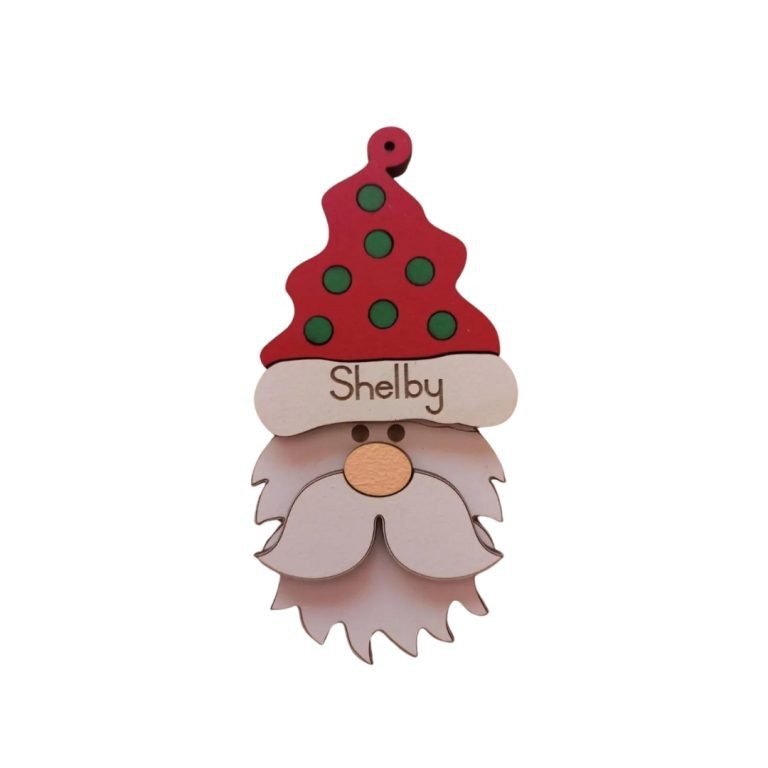 Handcrafted Personalized Hanging Santa Ornaments 4-set 