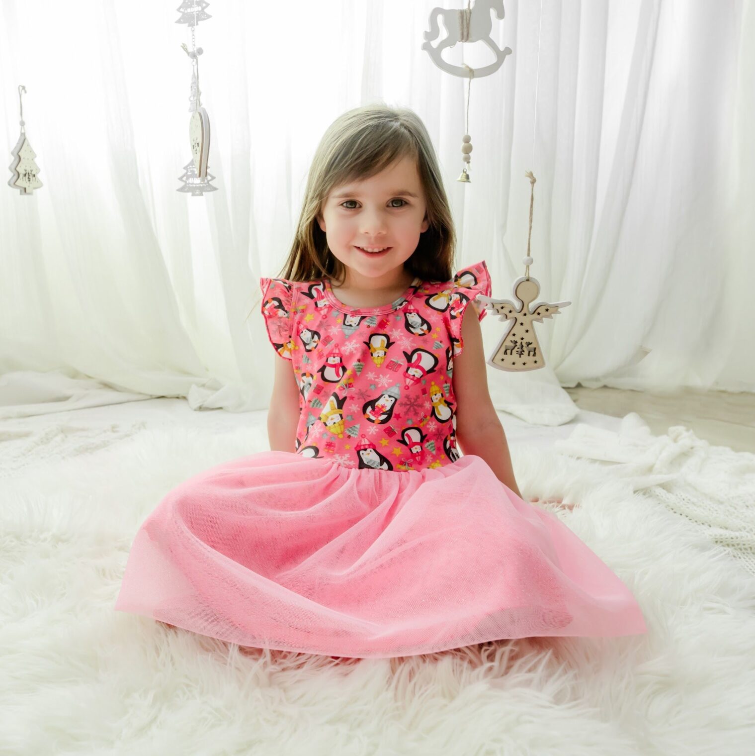 Pink Christmas Princess Dress by Fun Fact Kids Clothing