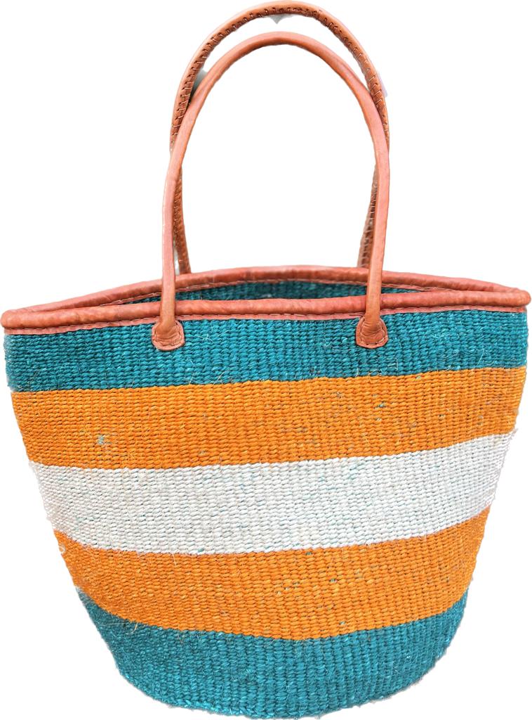 Blue and Yellow Woven Basket made in Zambia