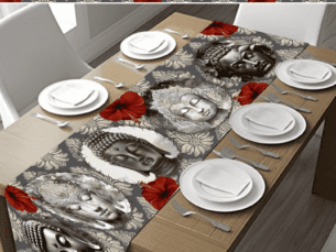 Buddha Hibiscus Table Runner