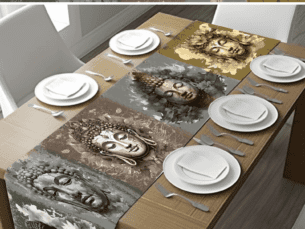 Stone Buddha Table Runner