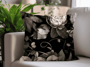 Dark Flower Printed Scatter Cushion