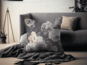 Grey Flower Printed Scatter Cushion