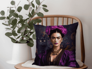 Frida Kahlo Scatter Cushion Purple Printed Scatter Cushion