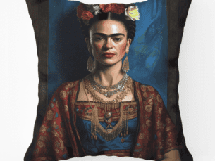 Velvet Frida Kahlo Scatter Cushion - Deep Blue