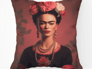 Frida Kahlo Scatter Cushion Rose Printed Scatter Cushion