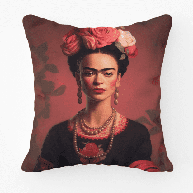 Frida Kahlo Scatter Cushion Rose Printed Scatter Cushion