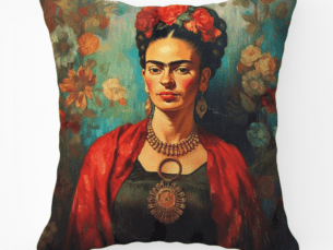 Frida Kahlo Scatter Cushion Red Portrait Printed Scatter Cushion