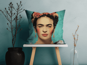 Frida Kahlo Scatter Cushion Cyan Printed Scatter Cushion