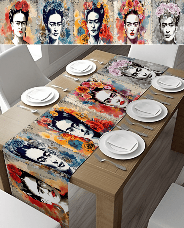 Retro Frida Kahlo Table Runner