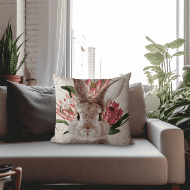 Protea Scatter Cushion- Protea Bunny Printed Scatter Cushion