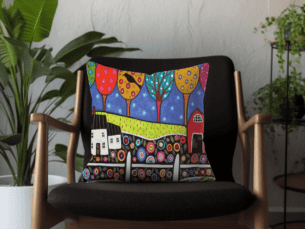 Little Villages Scatter Cushion -Trees Printed Scatter Cushions