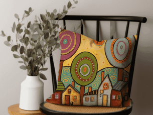 Little Villages Scatter Cushion- Neutral Printed Scatter Cushions