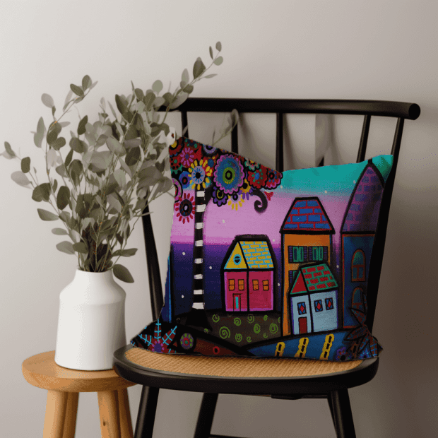 Little Villages Scatter Cushion- Abstract Printed Scatter Cushion