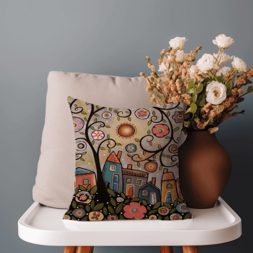 Little Villages Retro Printed Scatter Cushion