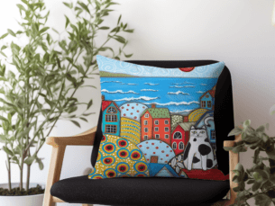 Little Villages Scatter Cushion - Seafront Printed Scatter Cushions