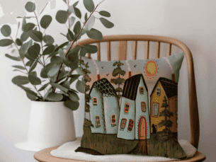 Little Villages Scatter Cushion- Blue Sunset Scatter Cushion (Printed)