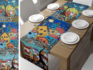 Little Village Nightscape Table Runner