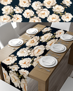 Dark Peonies Table Runner