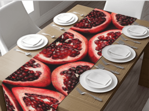 Bright Red Pomegranate Table Runner