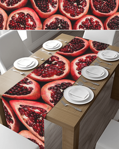 Bright Red Pomegranate Table Runner