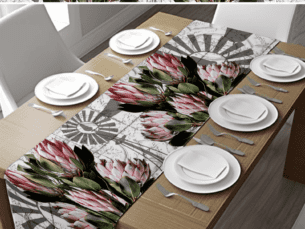 Windmill protea table Runner