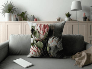 Protea Scatter Cushion- Soft Protea Printed Scatter Cushion