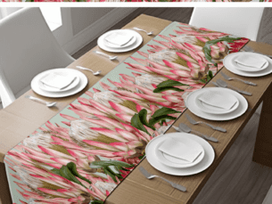 Vibrant Protea Table Runner