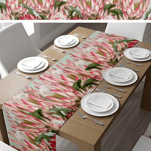 Vibrant Protea Table Runner
