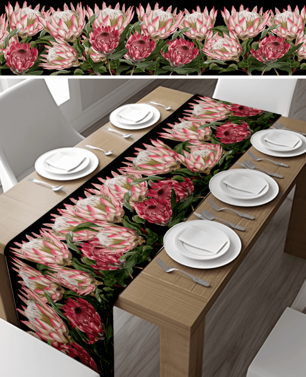 Pink Protea Table Runner