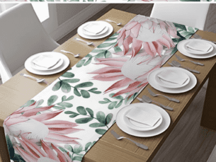 Soft Pink Protea Table Runner