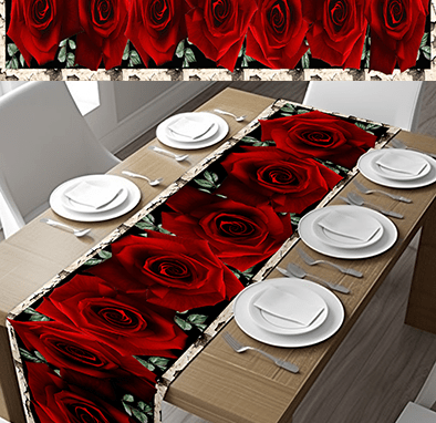 Red Stone Rose Table Runners