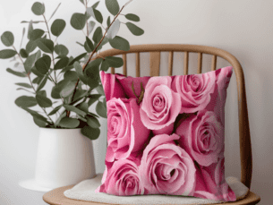 Pretty Pink Rose Printed Scatter Cushion