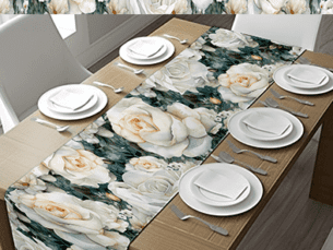 White Rose Table Runner (Various Sizes)