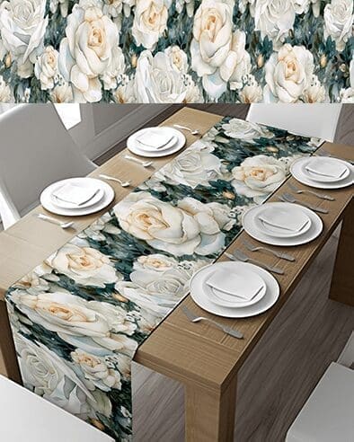 White Rose Table Runner (Various Sizes) | Local is Lekker ZA | African Gifts